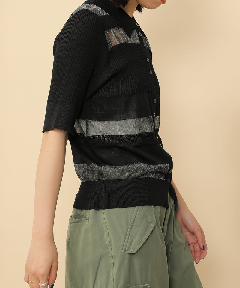 シアーミックス編み ニット 半袖