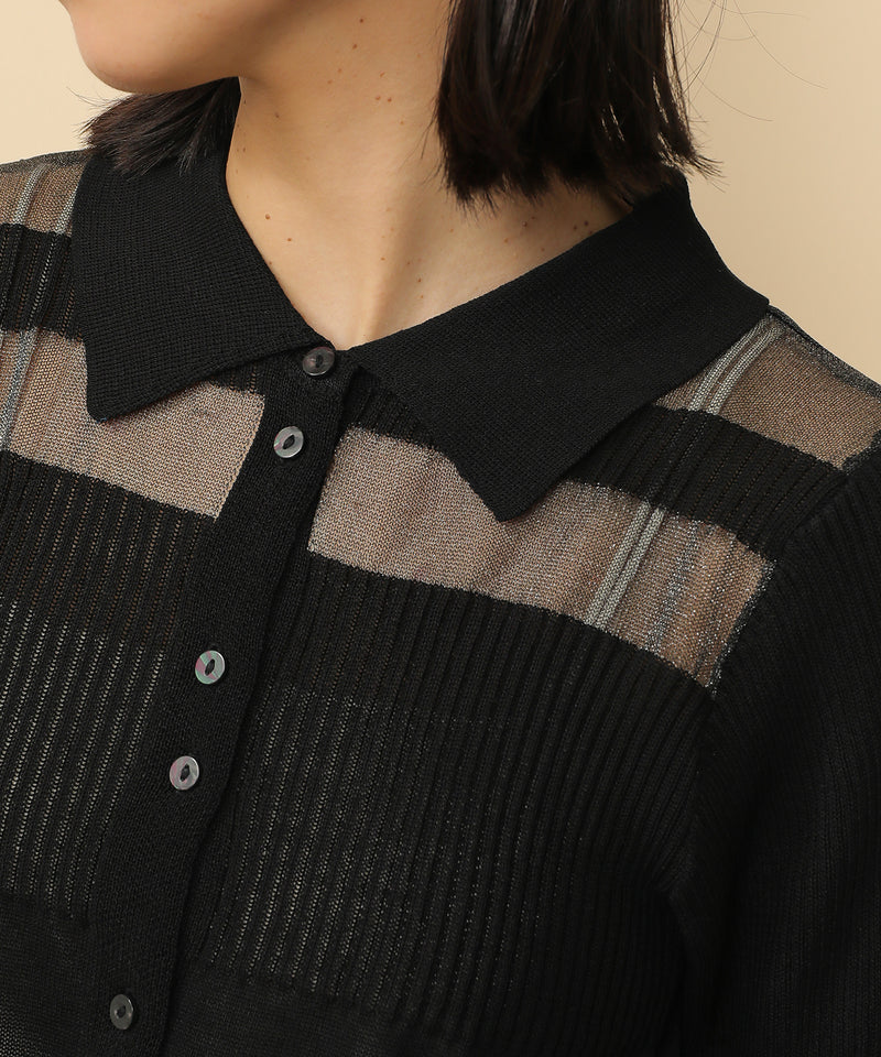 シアーミックス編み ニット 半袖