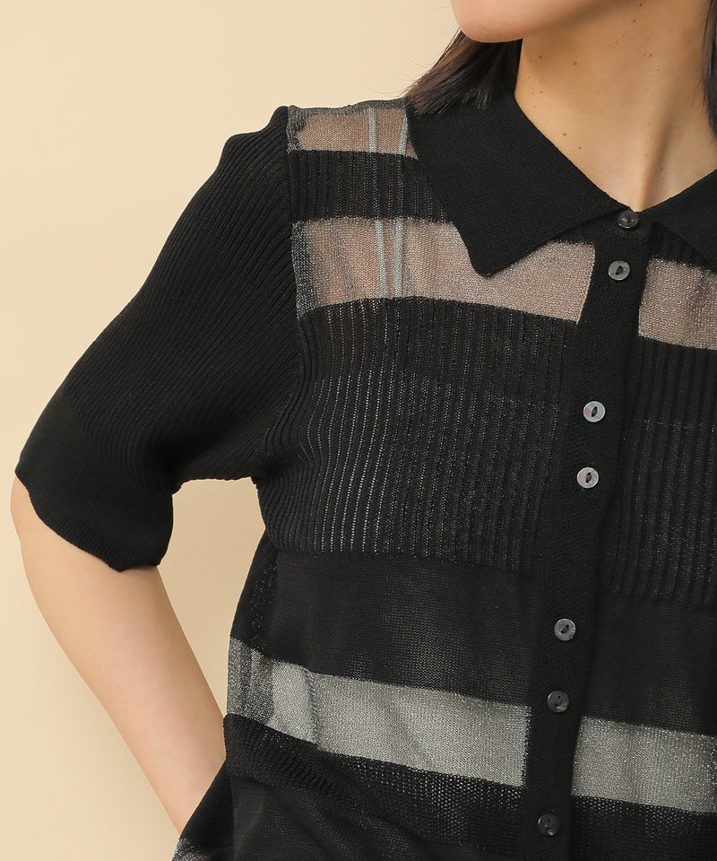 シアーミックス編み ニット 半袖