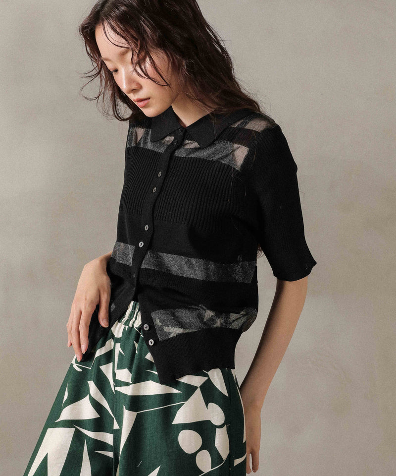 シアーミックス編み ニット 半袖