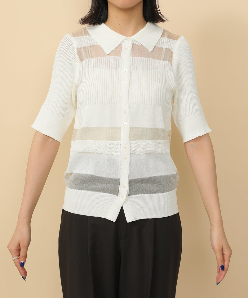 シアーミックス編み ニット 半袖