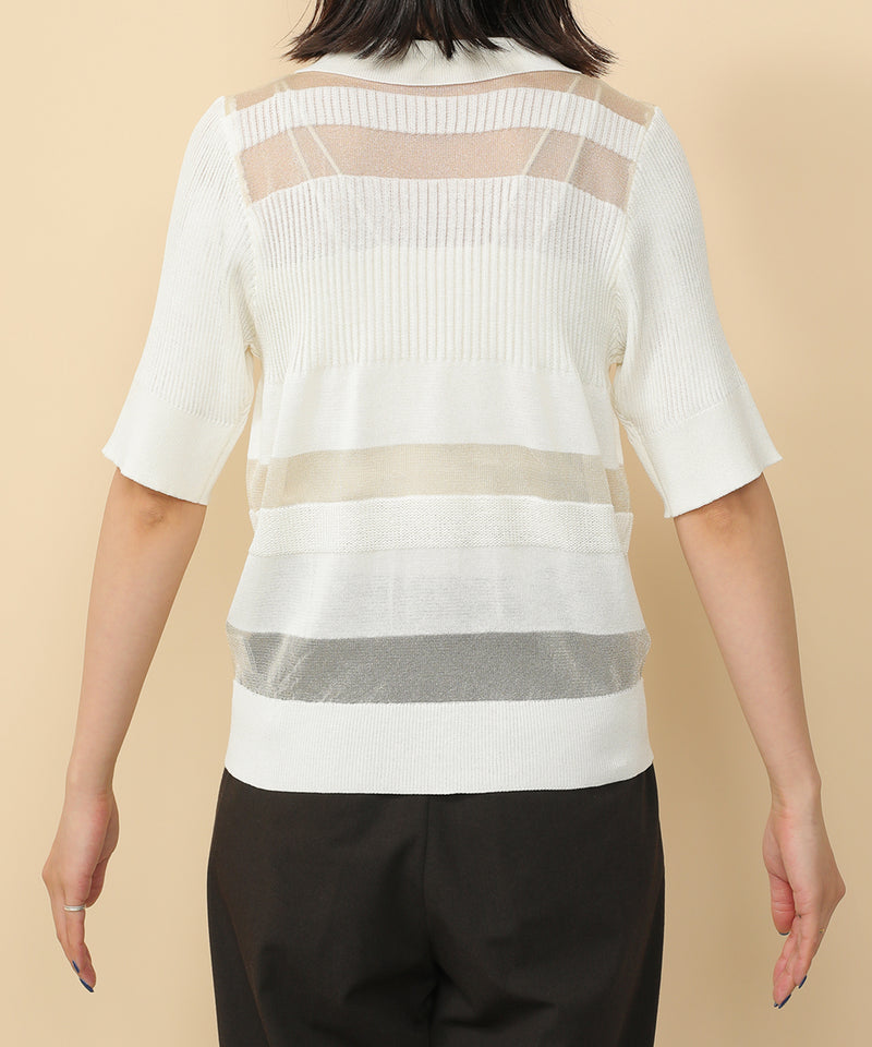 シアーミックス編み ニット 半袖