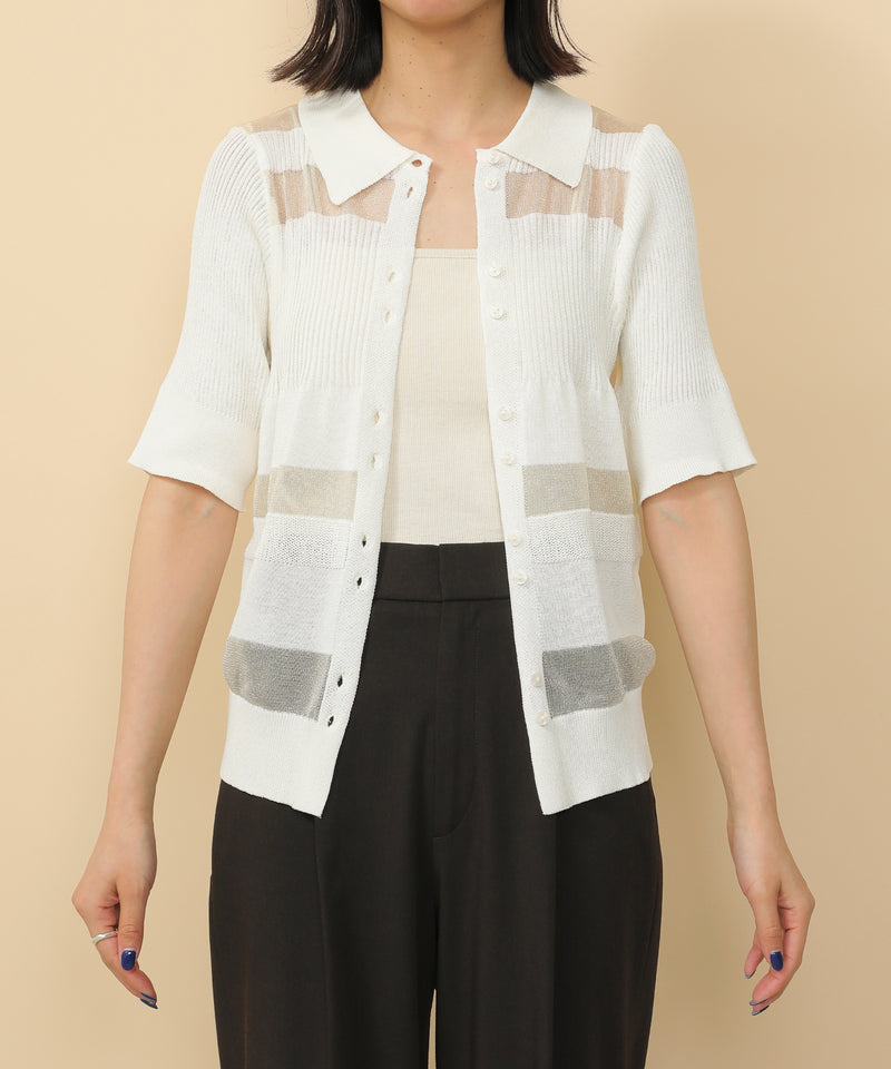 シアーミックス編み ニット 半袖