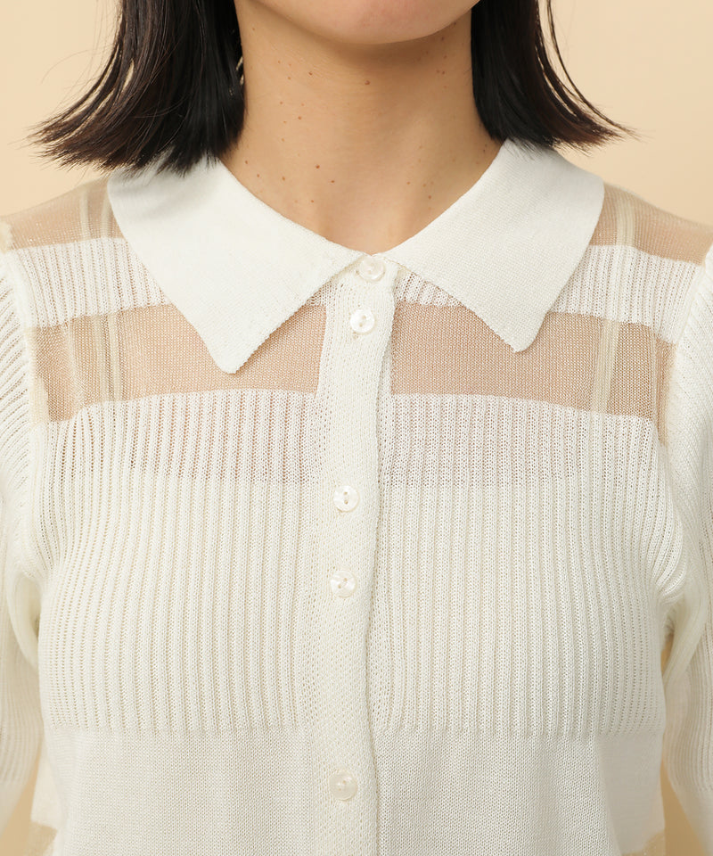 シアーミックス編み ニット 半袖