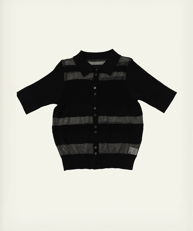 シアーミックス編み ニット 半袖