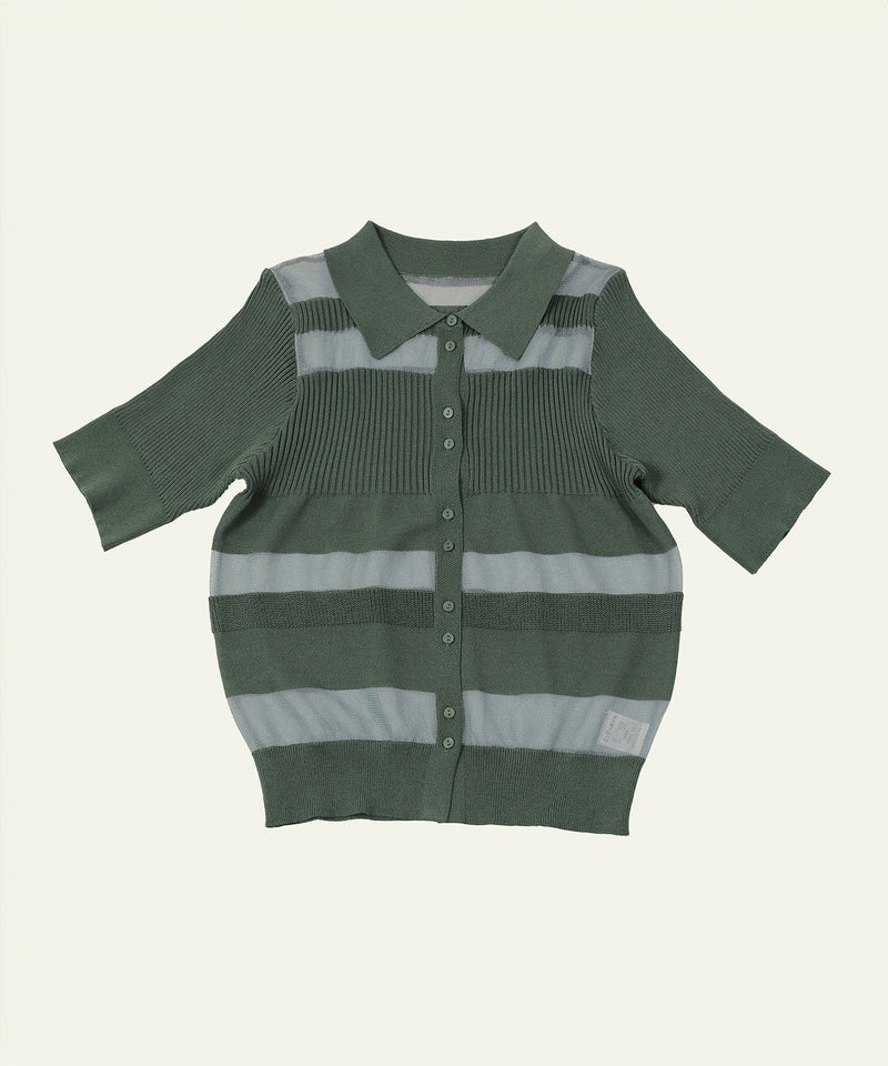 シアーミックス編み ニット 半袖