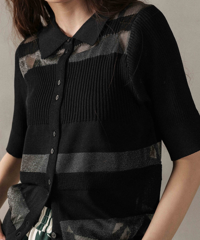 シアーミックス編み ニット 半袖