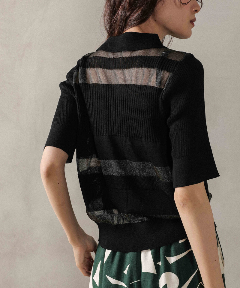 シアーミックス編み ニット 半袖