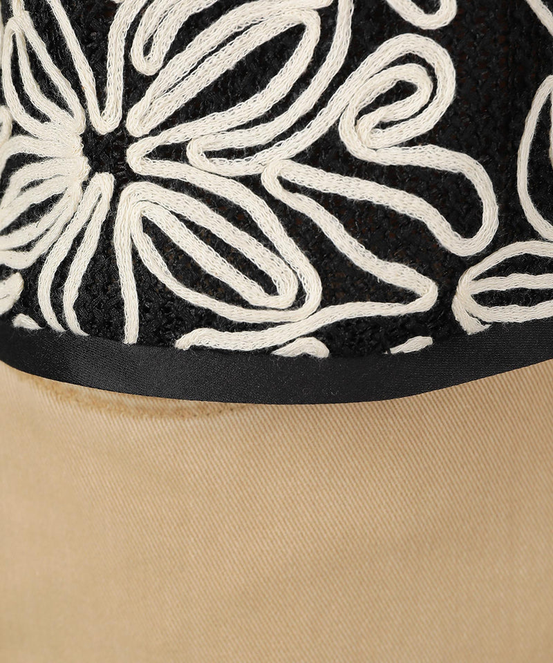 コード刺繍シアーフレンチスリーブトップス