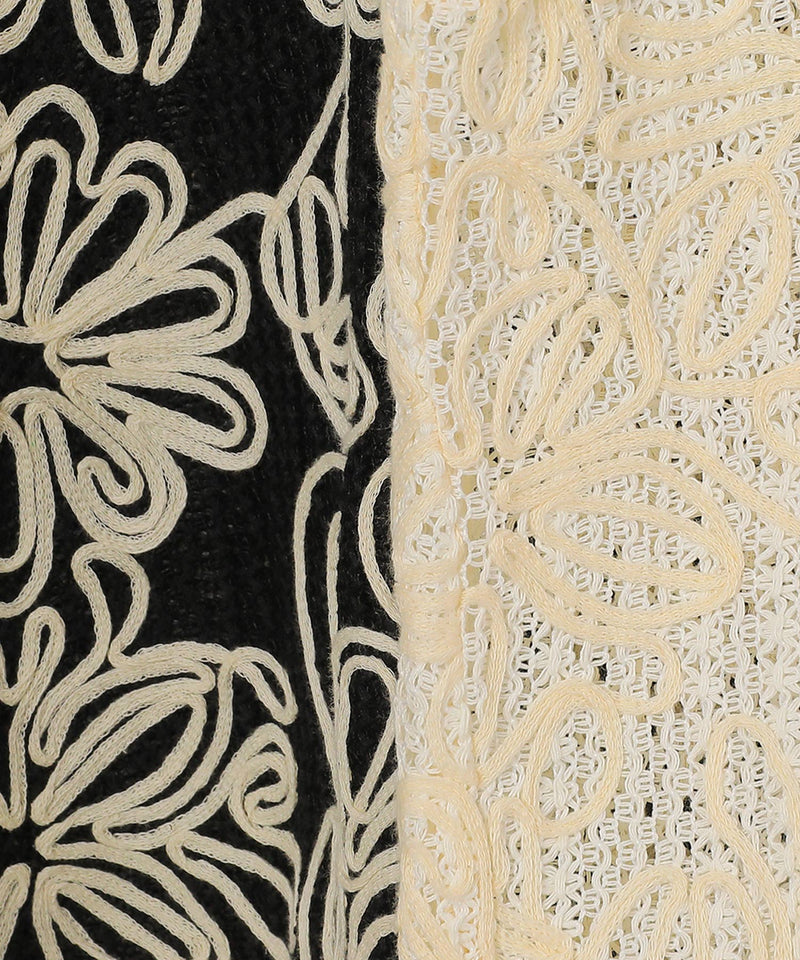 コード刺繍シアーフレンチスリーブトップス