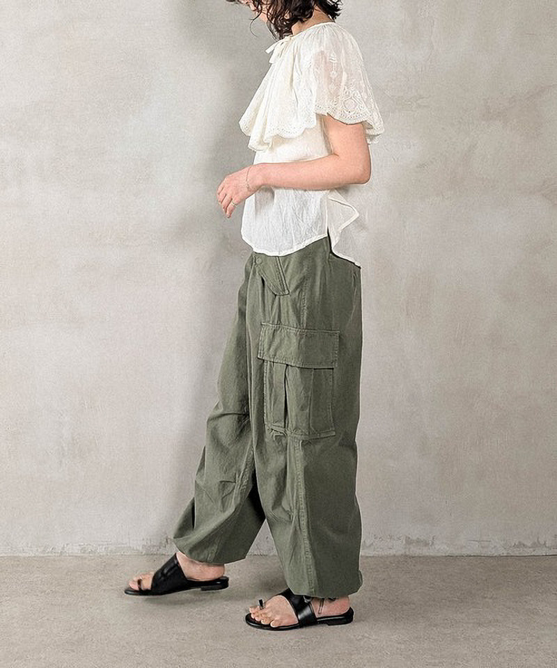 コットンレースビッグカラーブラウス