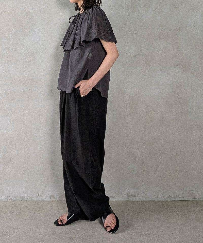 コットンレースビッグカラーブラウス