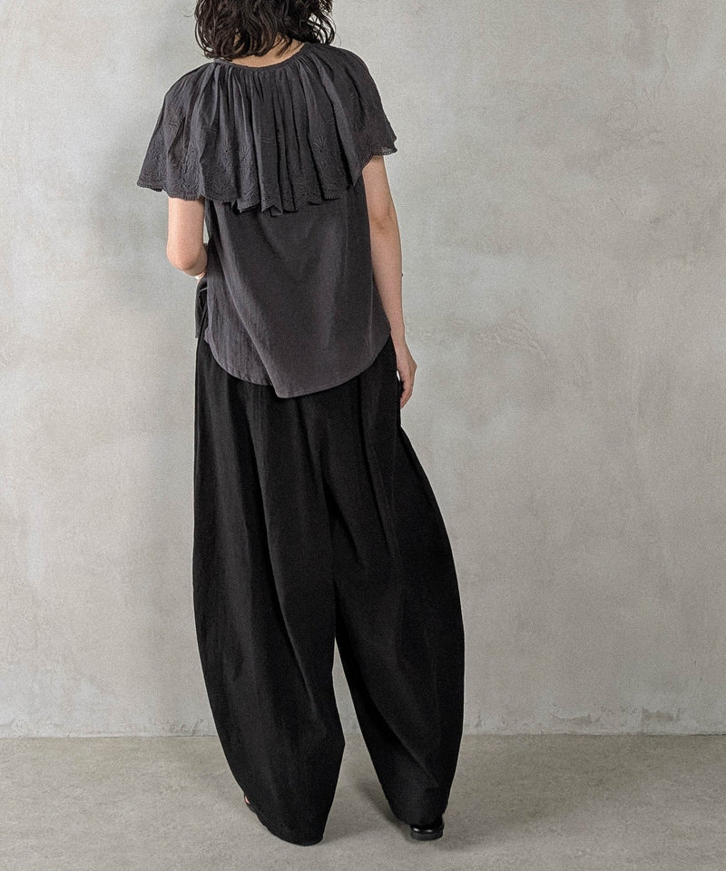 コットンレースビッグカラーブラウス