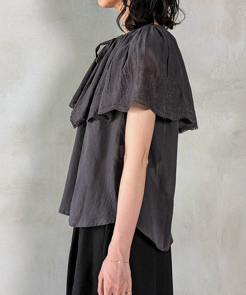 コットンレースビッグカラーブラウス