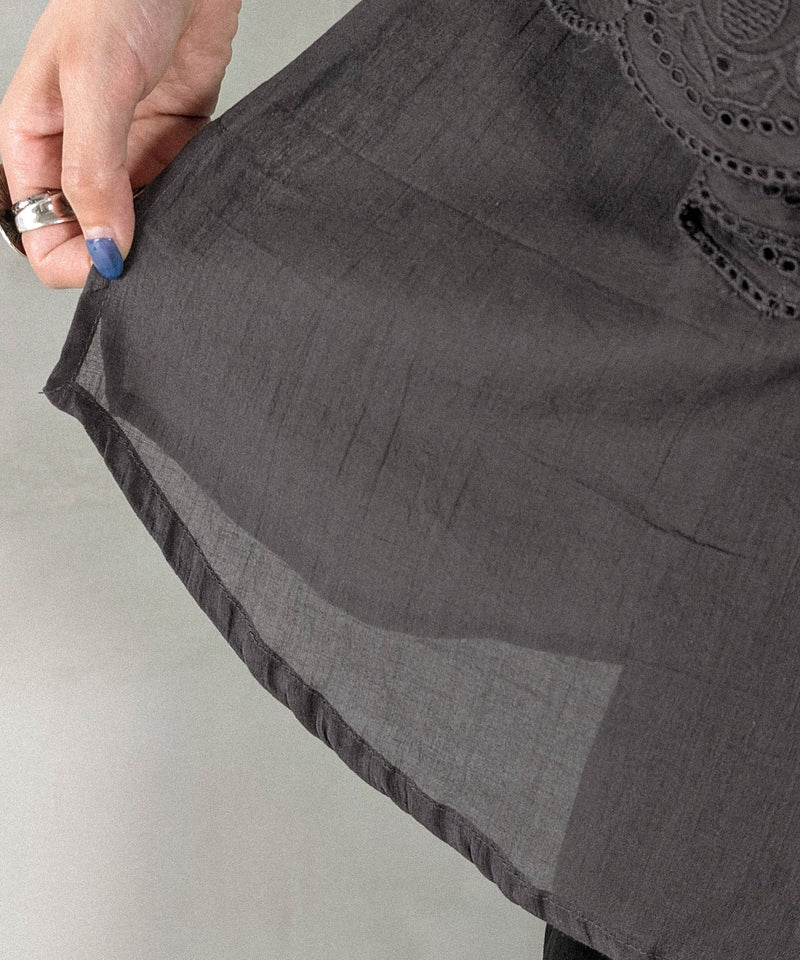 コットンレースビッグカラーブラウス