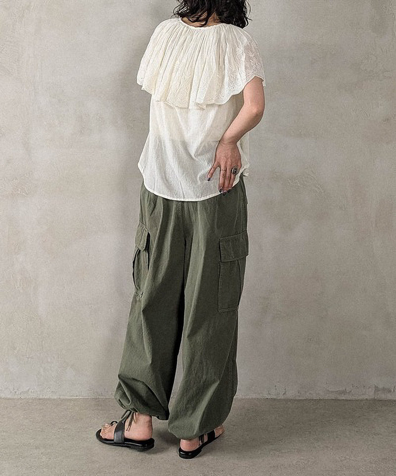 コットンレースビッグカラーブラウス