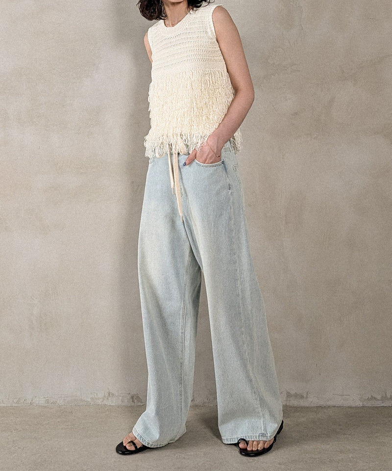 ループフリンジニットノースリーブベスト