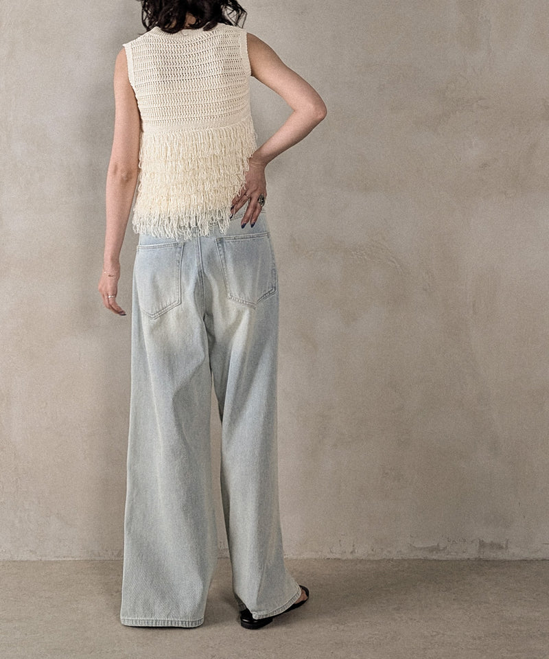 ループフリンジニットノースリーブベスト