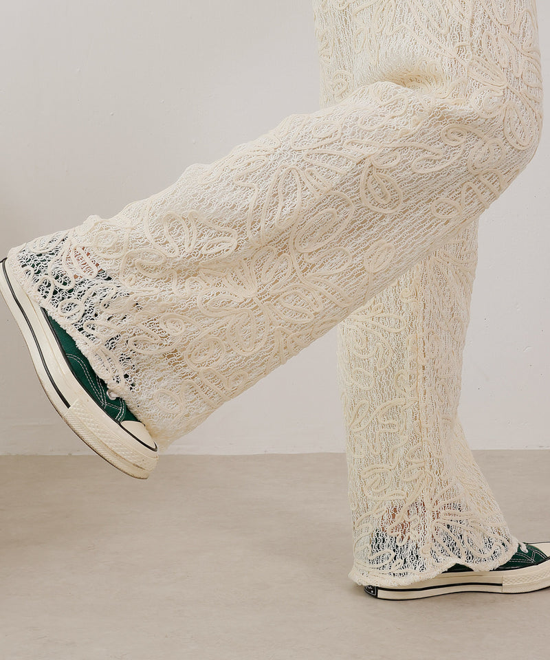 コード刺繍 レースパンツ【セットアップ対応】