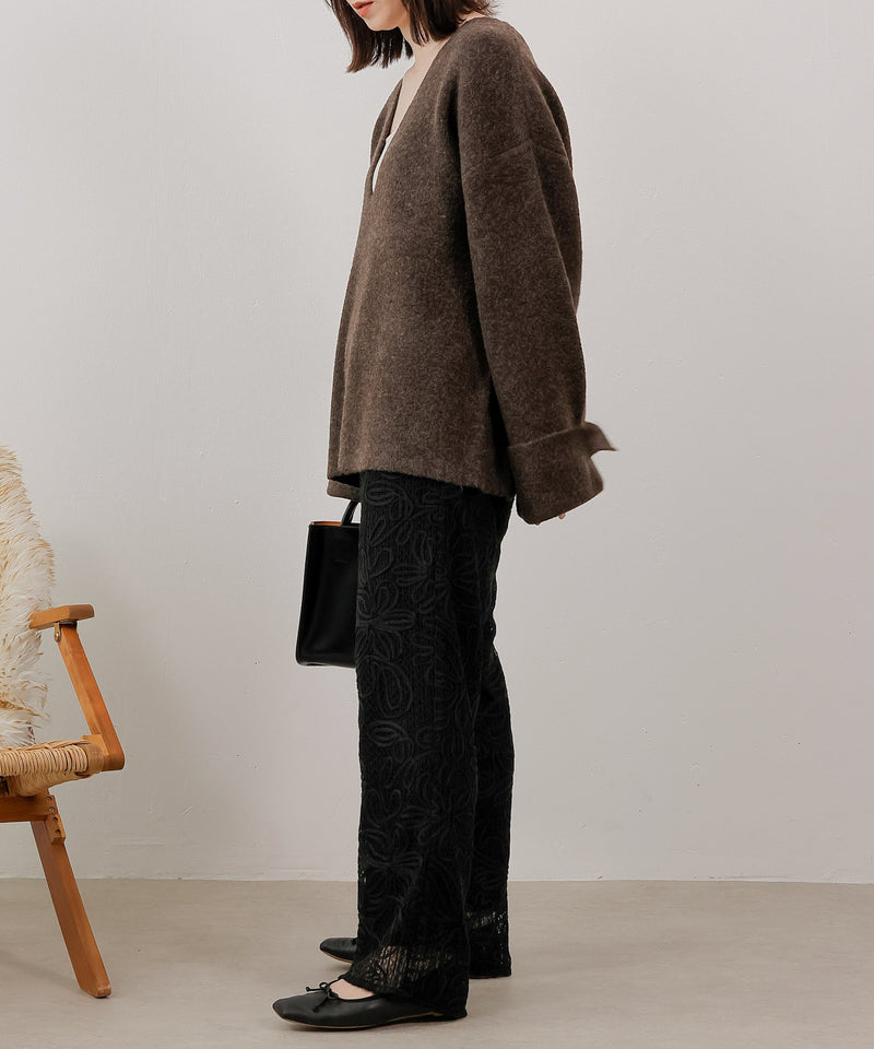 コード刺繍 レースパンツ【セットアップ対応】