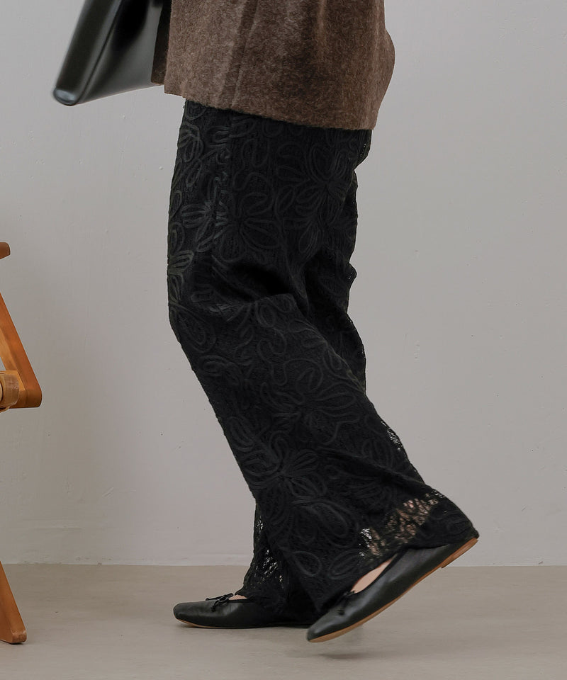 コード刺繍 レースパンツ【セットアップ対応】