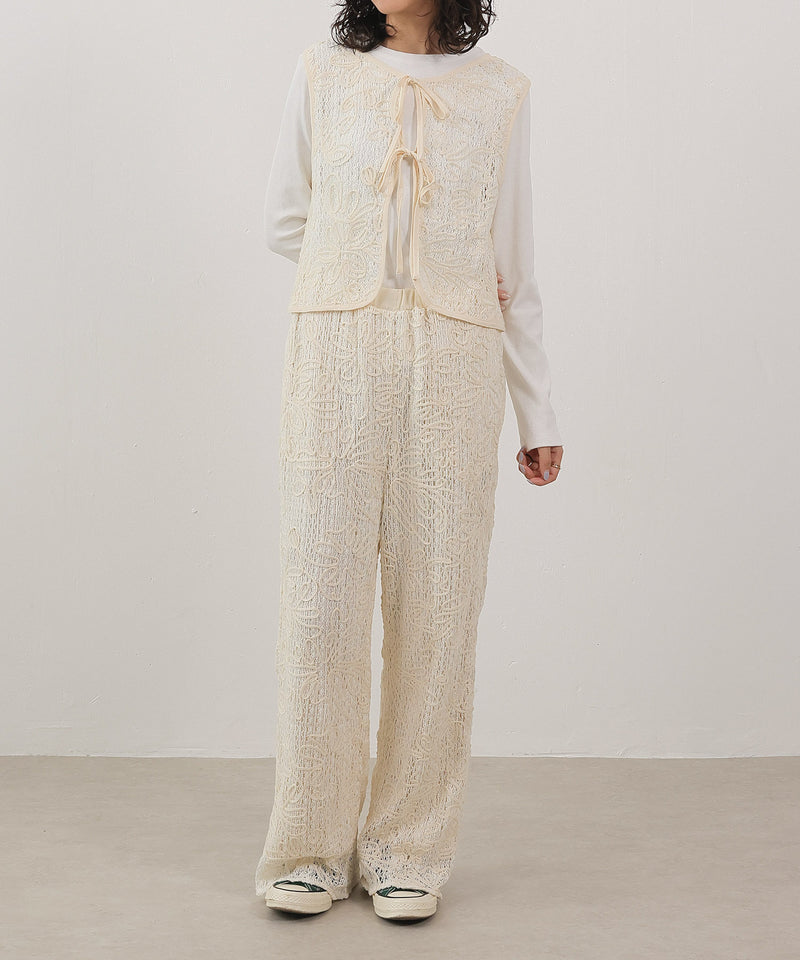 コード刺繍 レースパンツ【セットアップ対応】