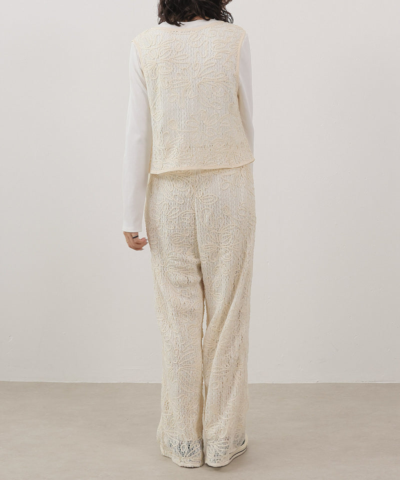 コード刺繍 レースパンツ【セットアップ対応】