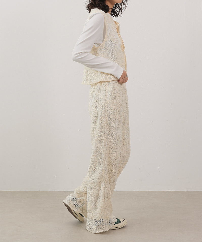 コード刺繍 レースパンツ【セットアップ対応】