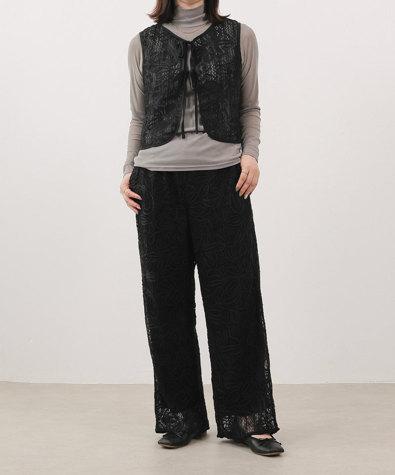 コード刺繍 レースパンツ【セットアップ対応】