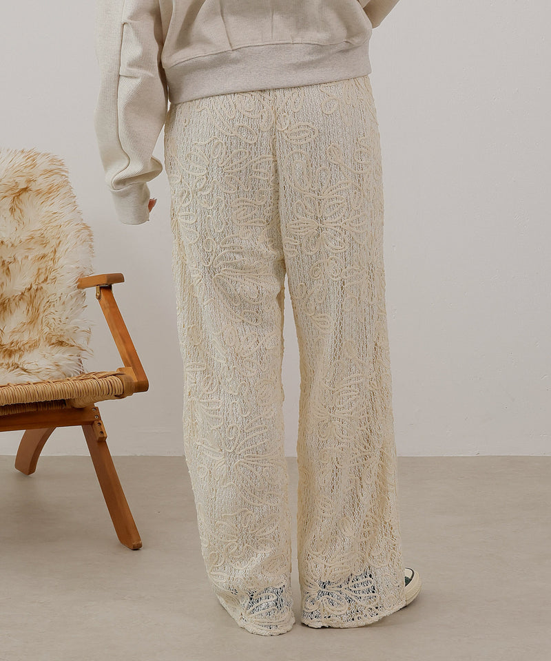 コード刺繍 レースパンツ【セットアップ対応】