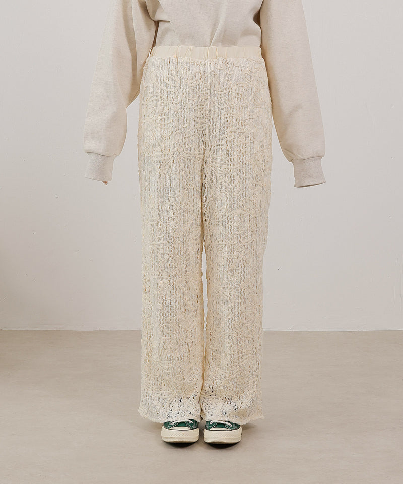 コード刺繍 レースパンツ【セットアップ対応】