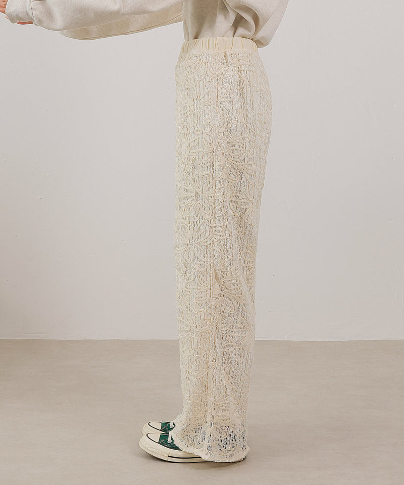 コード刺繍 レースパンツ【セットアップ対応】