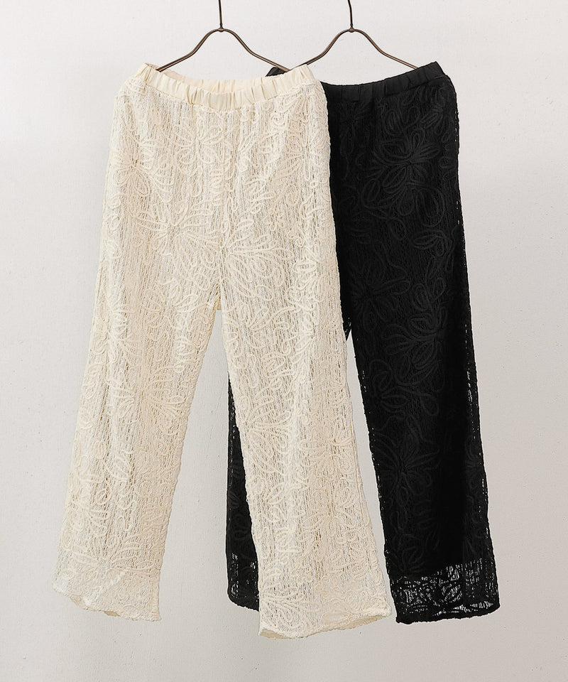 コード刺繍 レースパンツ【セットアップ対応】