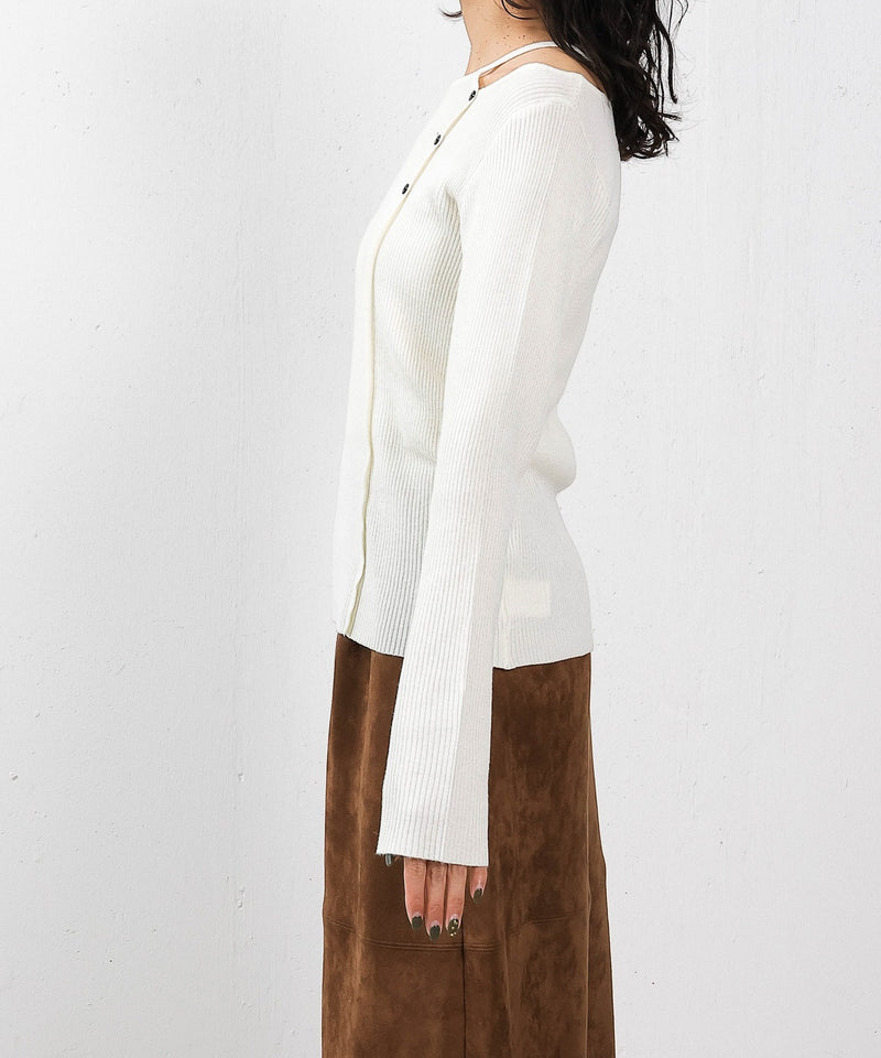 【上品に肌がのぞいて女っぽさが香る】ショルダースリットニットトップス