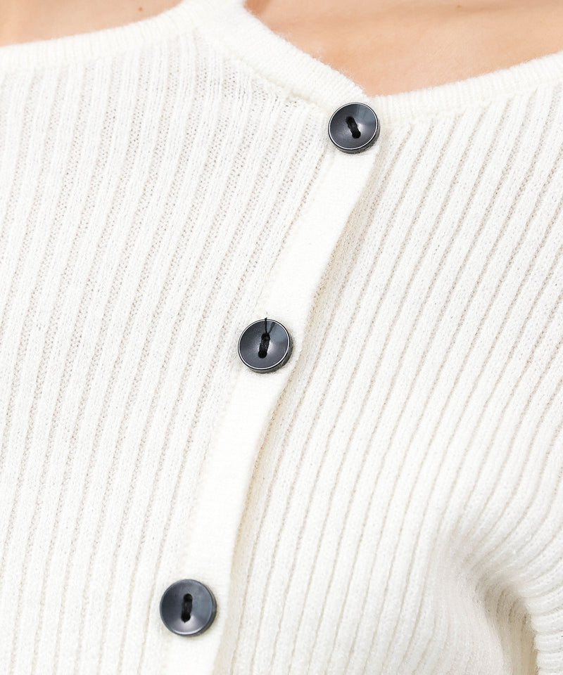 【上品に肌がのぞいて女っぽさが香る】ショルダースリットニットトップス