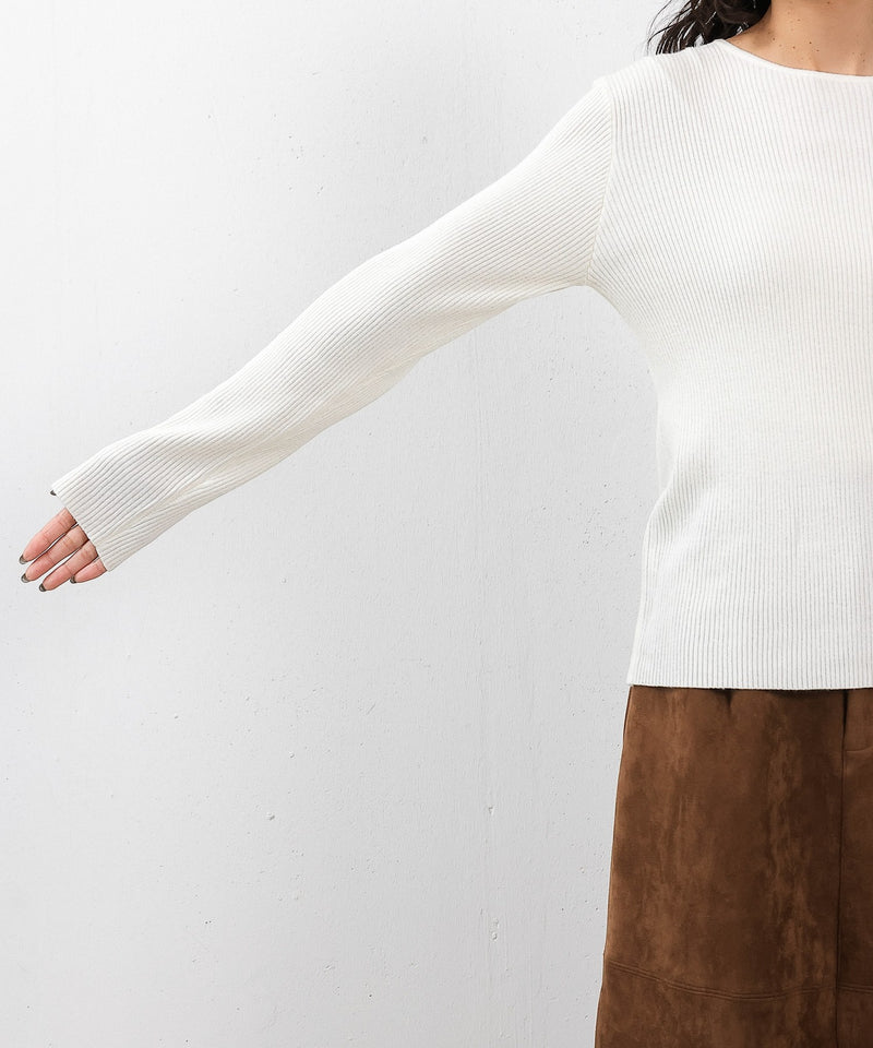 【上品に肌がのぞいて女っぽさが香る】ショルダースリットニットトップス