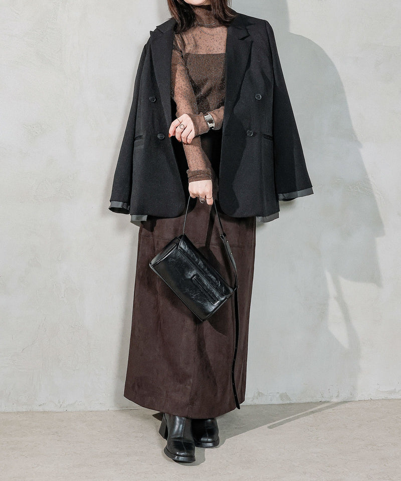 【新色追加】ハイネック シャイニー ラメ シアー トップス