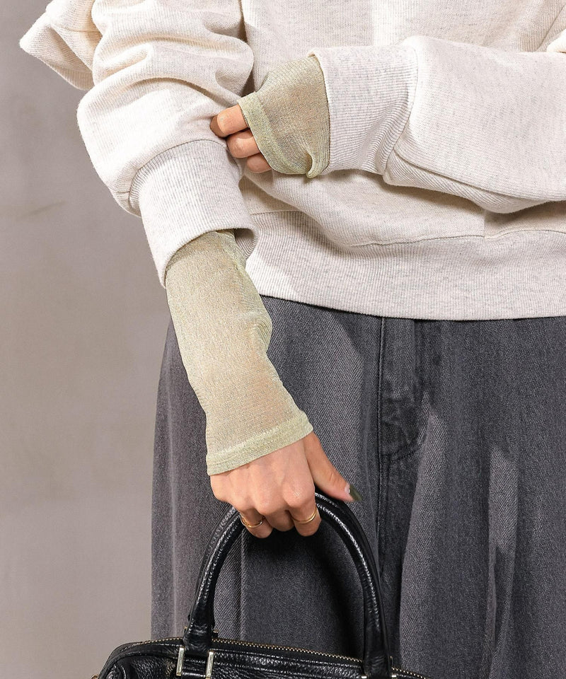 【新色追加】ハイネック シャイニー ラメ シアー トップス