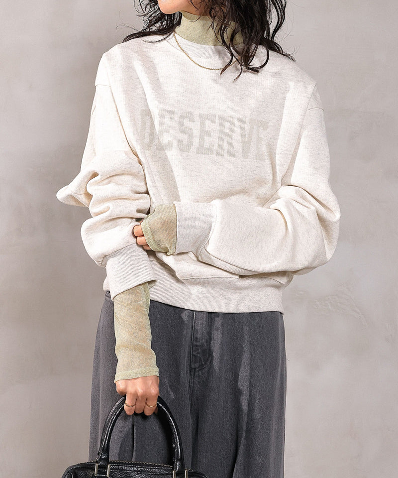 【新色追加】ハイネック シャイニー ラメ シアー トップス