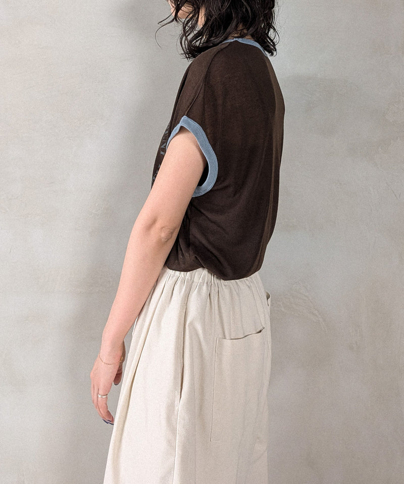 ロゴプリントリンガーTシャツ