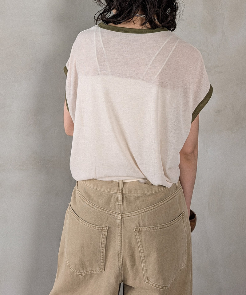 ロゴプリントリンガーTシャツ