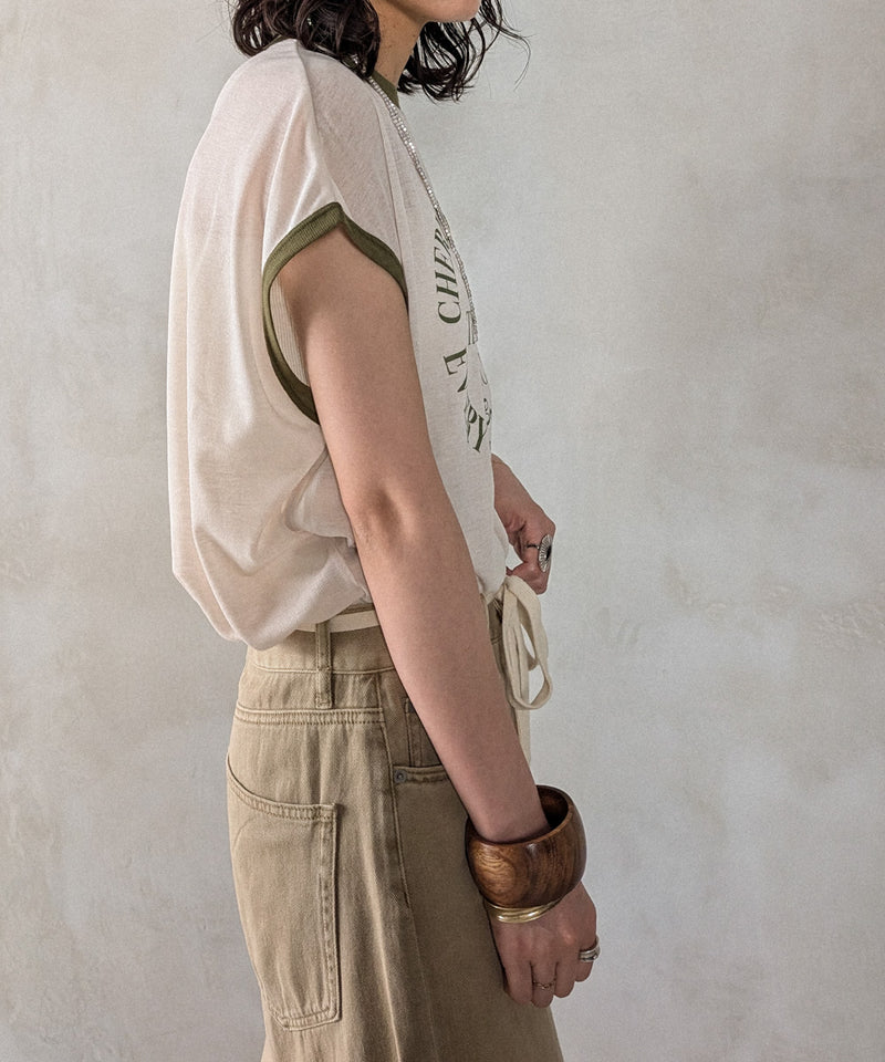 ロゴプリントリンガーTシャツ