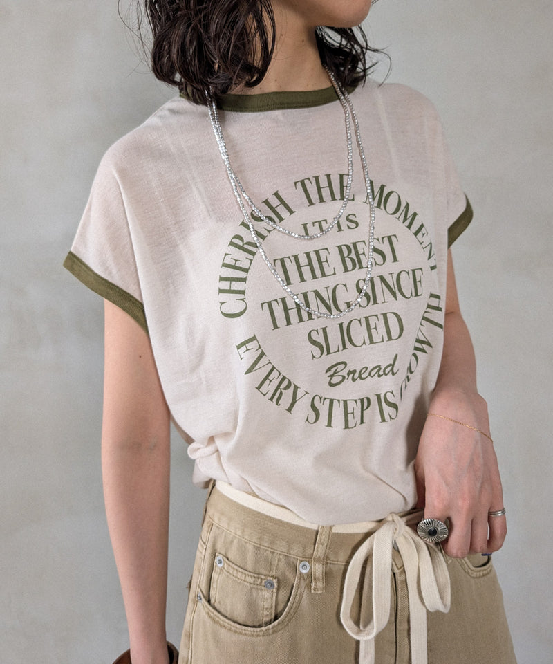 ロゴプリントリンガーTシャツ