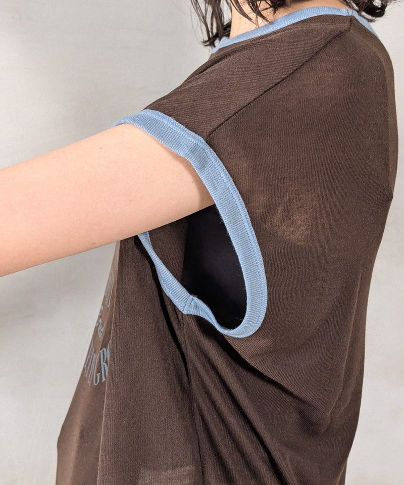 ロゴプリントリンガーTシャツ