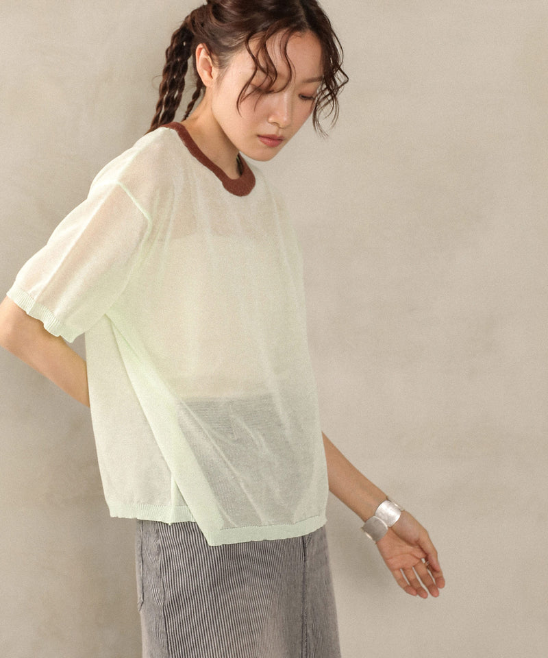 バイカラーシアーニット