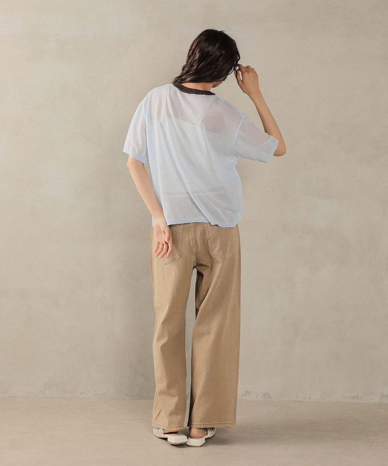 バイカラーシアーニット