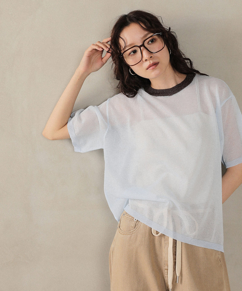 バイカラーシアーニット