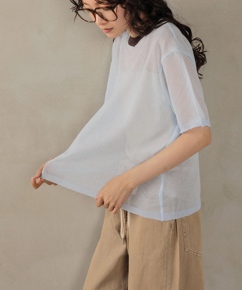 バイカラーシアーニット