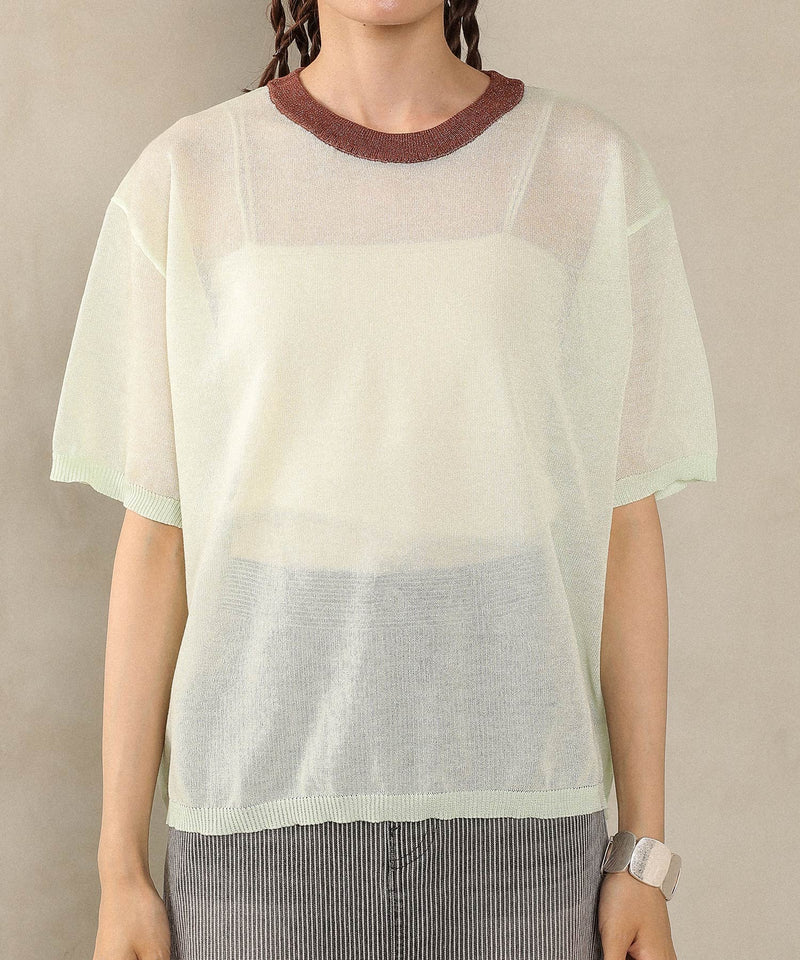 バイカラーシアーニット