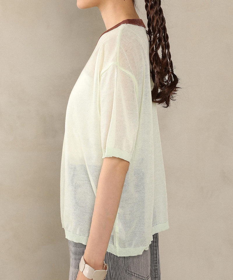 バイカラーシアーニット